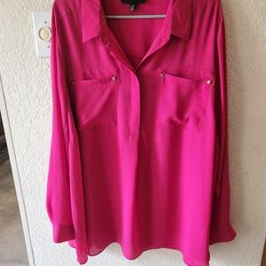 Lane Bryant 22/24 Boyfriend Shirt Hot Pink